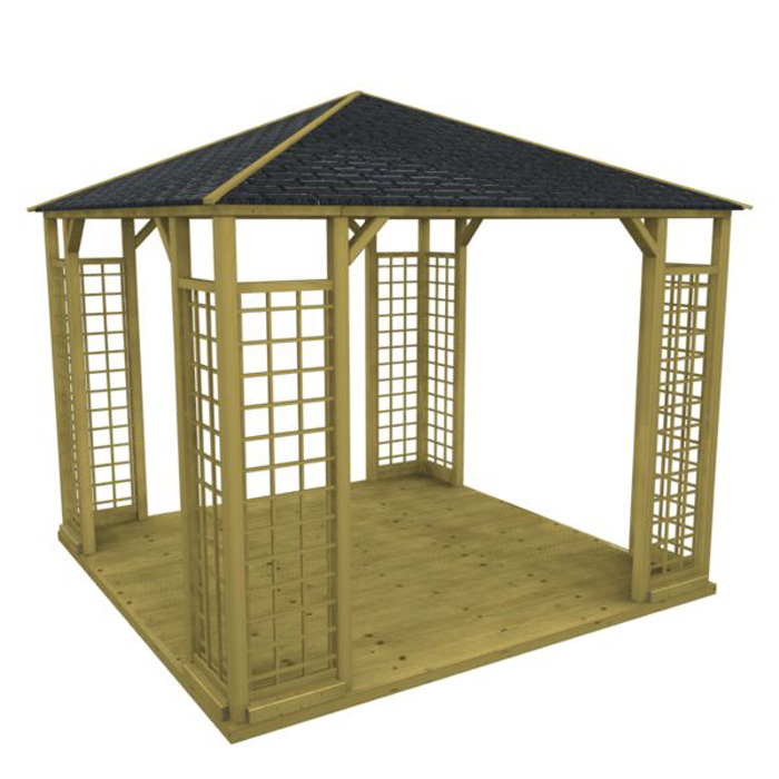 Pavillon Lindgren 4Eck Paket 1 mit Holzdach Gartenhäuser MESEM.de
