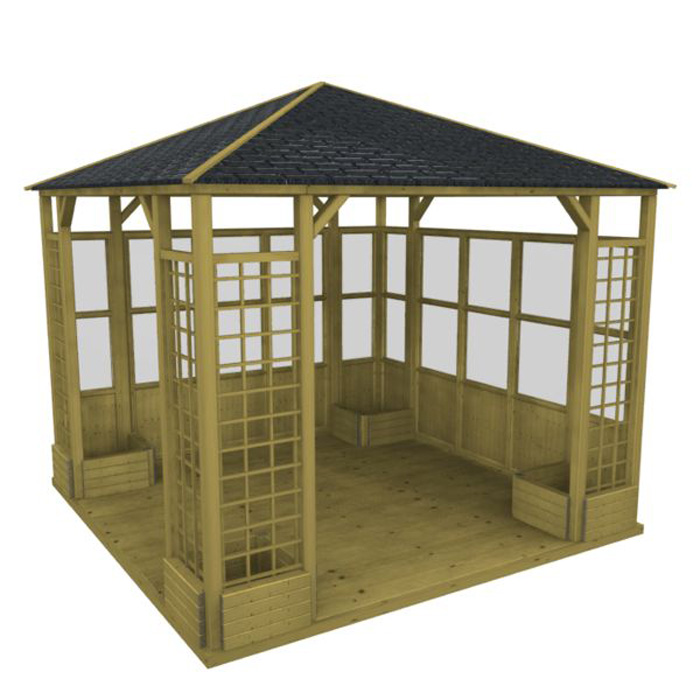 Pavillon Lindgren 4Eck Grundmodell Gartenhäuser MESEM.de
