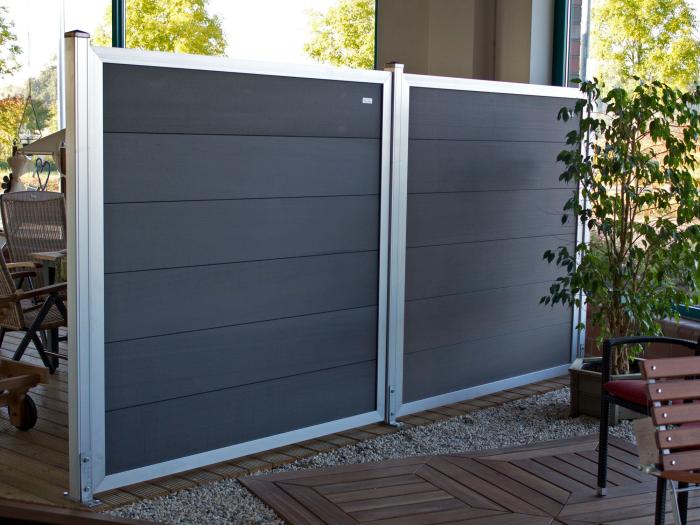Elephant Forte anthrazitalu WPC 180x180cm Zaun MESEM.de