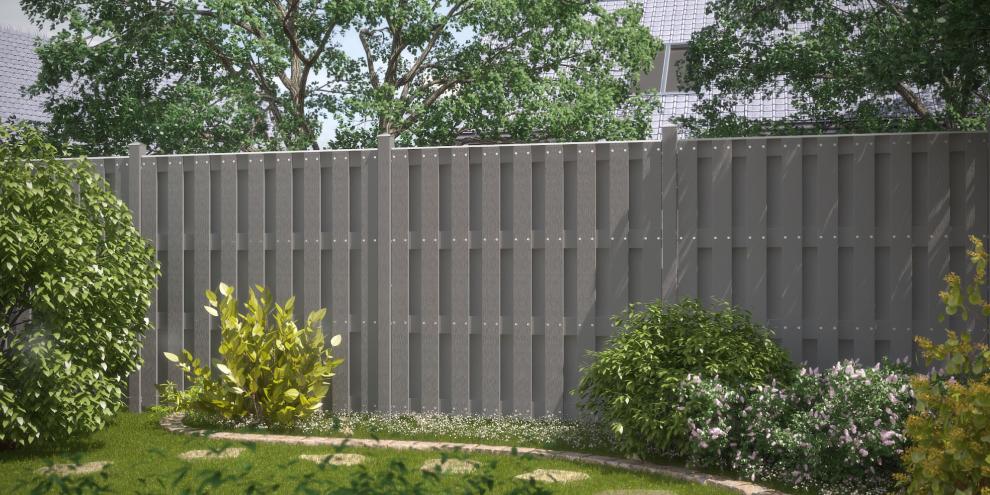 Zaun Traumgarten Jumbo WPC grau MESEM.de