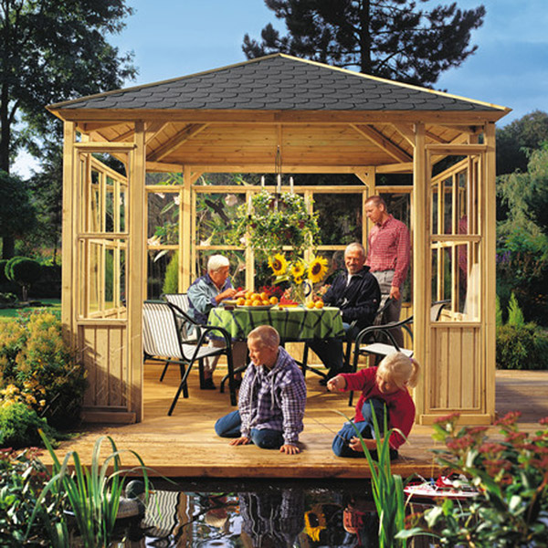 Pavillon Lindgren 4Eck Grundmodell Gartenhäuser MESEM.de