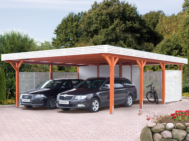 Skanholz 120er Flachdach Doppel Carport Spessart Mit