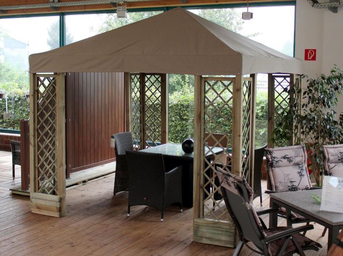 Pavillon Lindgren 4Eck Paket 5 mit Sommerdach Gartenhäuser MESEM.de