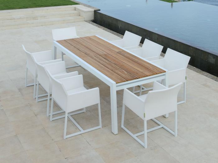 MamaGreen Baia - Mono Sitzgruppe Alu weiss - Teak ...