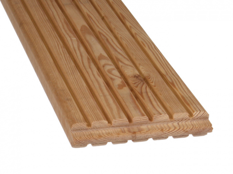 Terrassendiele Lärche 27x143mm beidseitig breit gerillt mit Kopfspundung
