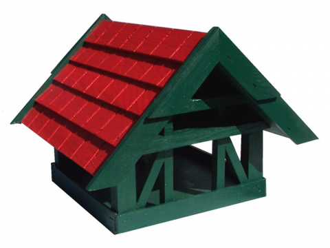 Vogelhaus Fachwerkhaus rot/grn mit 2 Futterpltzen