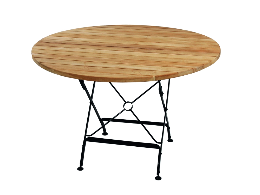 Zebra Florence Klapptisch rund 115cm groß aus Teak und Flachstahl