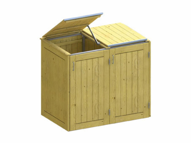 Binto 2er Mülltonnenbox Nadelholz - mit Klappdeckeln