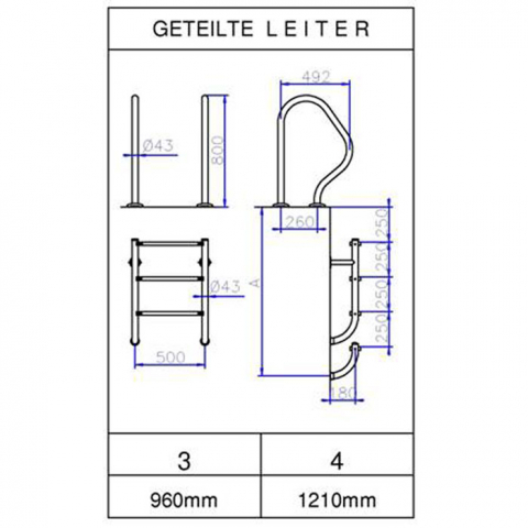 Ideal Geteilte Leiter 58, 3-stufig