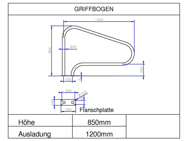 Ideal Griffbogen für Schwimmbecken V2A