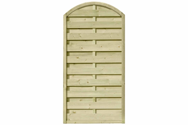 Dichtzaun Rundbogen 90x180-160cm kdi gr&uuml;n mit Leimholzbogen, Lamelle fein gerillt