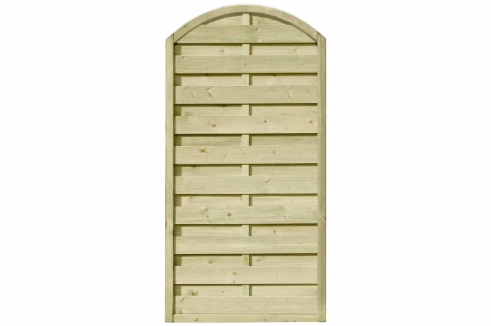 Dichtzaun Rundbogen 90x180-160cm kdi gr&uuml;n mit Leimholzbogen, Lamelle fein gerillt