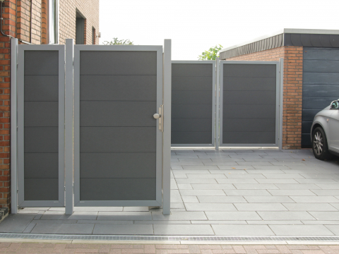 Design WPC Alu Tor anthrazit 2271, DIN links - 98x180cm