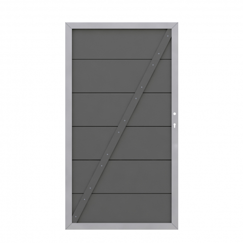 Design WPC Alu Tor anthrazit 2271, DIN links - 98x180cm