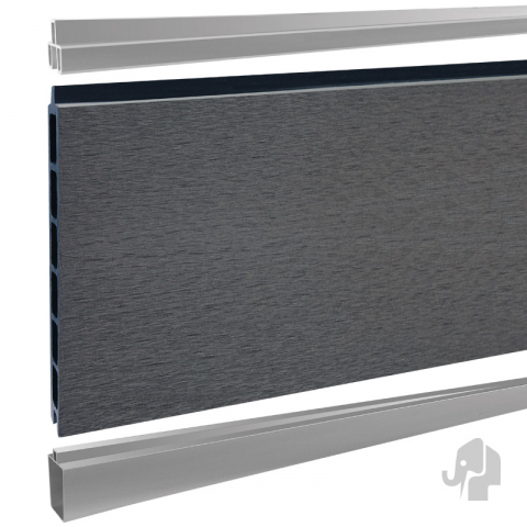 Elephant Steckzaun Modular 200 WPC steingrau 180x195cm Leiste Silber