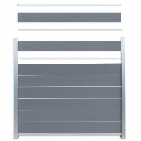 Elephant Steckzaun Modular 200 WPC steingrau, Leiste Silber