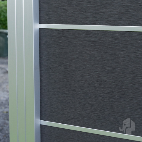 Elephant Steckzaun Modular 200 WPC steingrau 180x195cm Leiste Silber