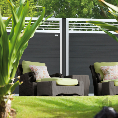 Elephant Forte anthrazit-alu WPC 180x180cm mit Rankgitter