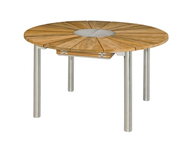 Zebra Catax Ausziehtisch Edelstahl aus recyceltem Teak 135x135-185cm Zebra Catax Ausziehtisch Edelstahl aus recyceltem Teak 135x135-185cm