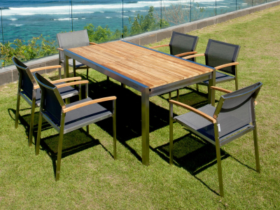 Zebra Gartenmöbel-Set Kubex 170-280cm und Setax Sessel midnight grey