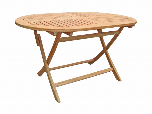 Zebra Poker Tisch oval 140x90cm aus Teakholz