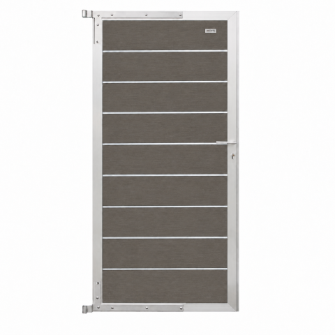 Elephant Zauntor Modular EVO 200 WPC steingrau 90x197cm, Leiste Silber inkl. Beschlag