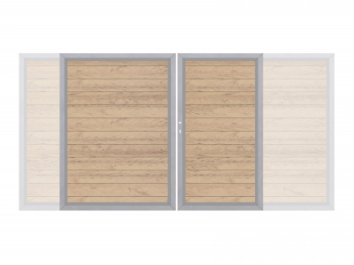System WPC Doppeltor sand 2036<br>H:180cm, Silberrahmen, Sonderbreite