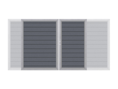 System WPC Doppeltor anthrazit 2036<br>H:180cm, Silberrahmen, Sonderbreite
