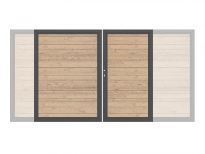 System WPC Doppeltor sand 2036<br>H:180cm, Anthrazitrahmen, Sonderbreite