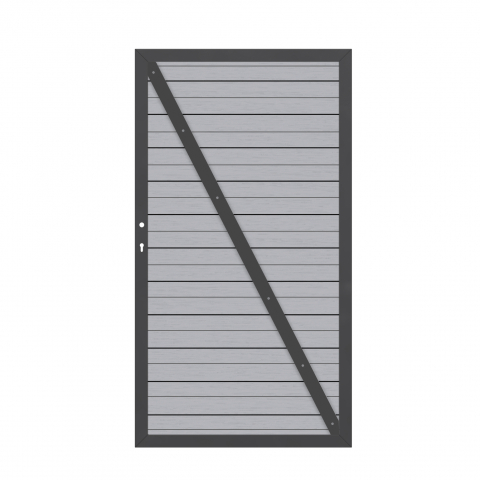 System WPC Tor grau 2581, DIN rechts 98x180cm