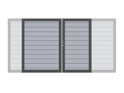 System WPC Doppeltor grau 2036<br>H:180cm, Anthrazitrahmen, Sonderbreite