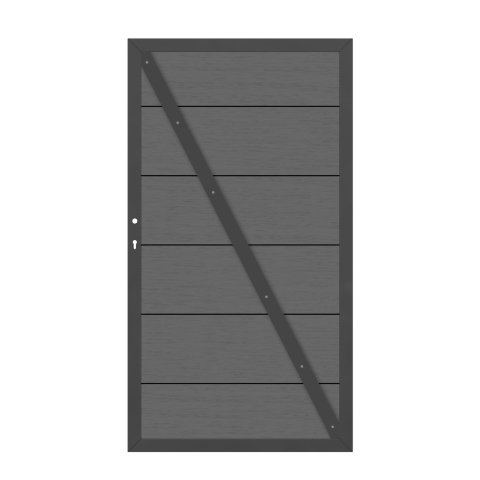 System WPC XL Tor anthrazit 2596, DIN rechts 98x180cm