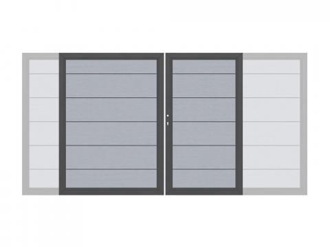 System WPC XL Doppeltor grau 2036 H:180cm, Anthrazitrahmen, Sonderbreite