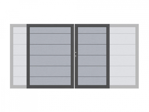 System WPC XL Doppeltor grau 2036 H:180cm, Anthrazitrahmen, Sonderbreite