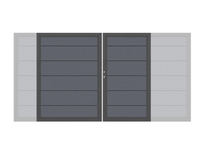 System WPC XL Doppeltor anthrazit 2036<br>H:180cm, Anthrazitrahmen, Sonderbreite