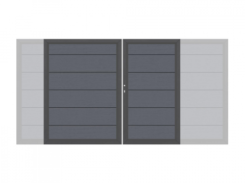 System WPC XL Doppeltor anthrazit 2036 - H:180cm, Anthrazitrahmen, Sonderbreite