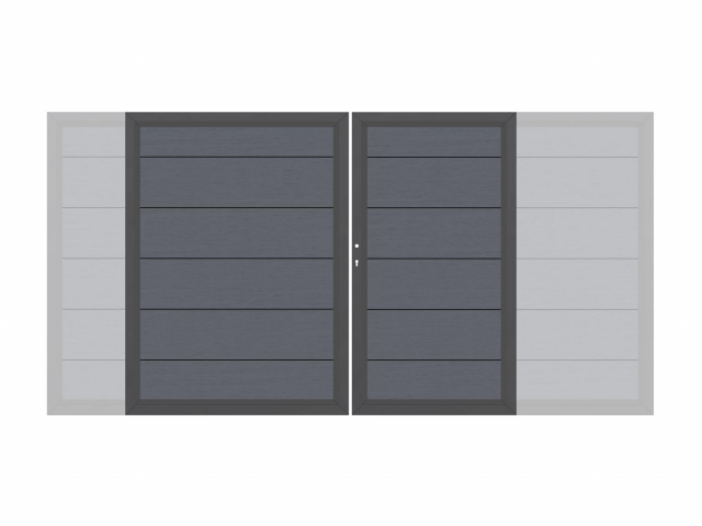 System WPC XL Doppeltor anthrazit 2036 - H:180cm, Anthrazitrahmen, Sonderbreite