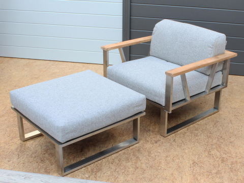 Zebra Belvedere Lounge-Set Sessel mit Hocker und Polstern