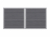 System WPC Platinum Doppeltor grau 2036 - H:180cm, Silberrahmen, Sonderbreite