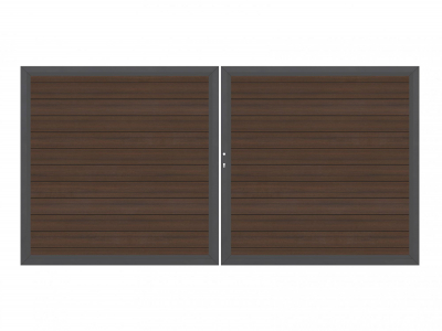 System WPC Platinum Doppeltor braun 2036<br>H:180cm, Anthrazitrahmen, Sonderbreite