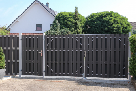 Doppeltor Jumbo WPC Alu Design anthrazit-silber 2037 - H:179cm, Sonderbreite
