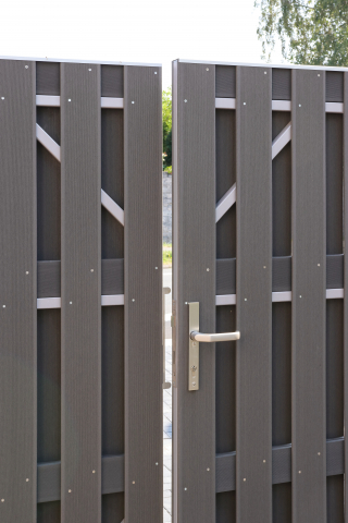 Doppeltor Jumbo WPC Alu Design anthrazit-silber 2037 - H:179cm, Sonderbreite