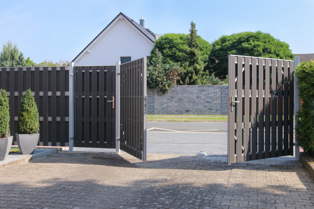 Doppeltor Jumbo WPC Alu Design anthrazit-silber 2037 - H:179cm, Sonderbreite