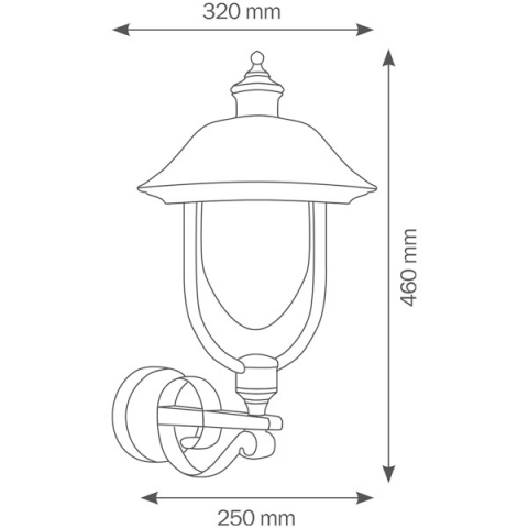 LCD Wandleuchte 1153 Schwarz-silber mit Kupferdach