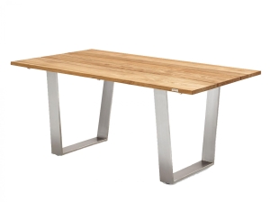 Tischgestell Edelstahl Tischplatte Teak