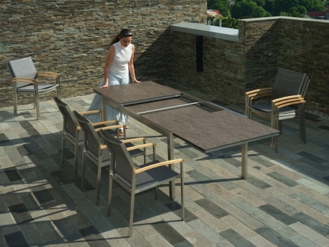 Zebra Kubex Ausziehtisch 190-300x100cm HPL-vulcanic stone
