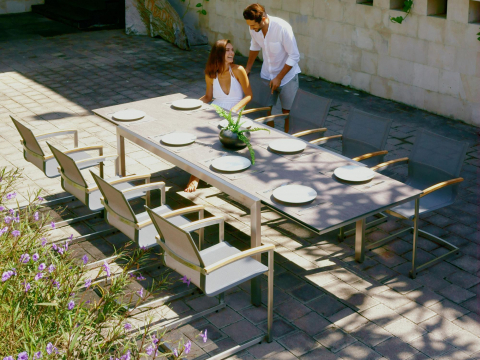 Zebra Gartenmöbel-Set Kubex HPL 190-300cm - Setax Swing midnight grey