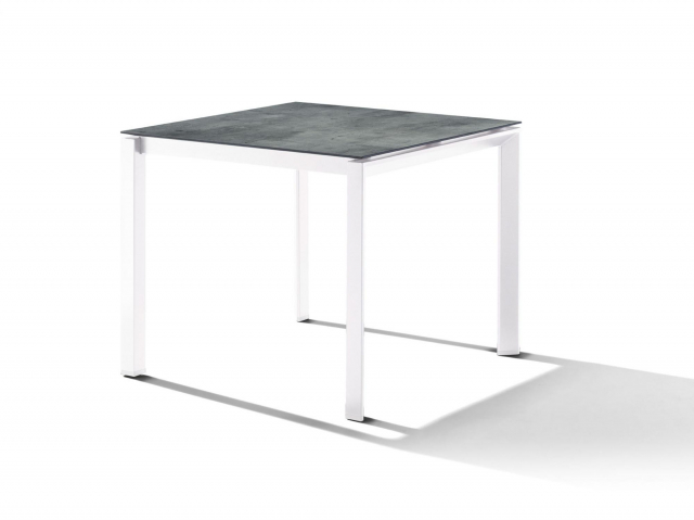 Sieger Gartentisch Polytec Zement graphit-Wei 90x90cm