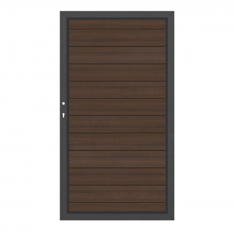 System WPC Tor Platinum braun 2499, DIN links - H:180cm, Sonderbreite