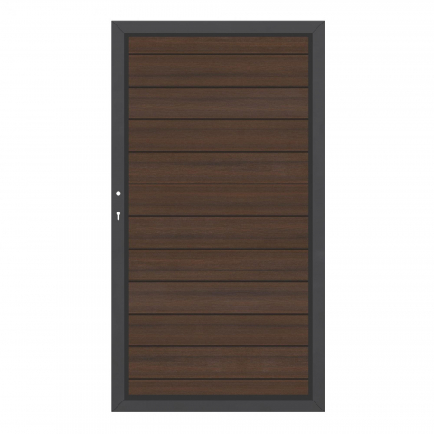 System WPC Tor Platinum braun 2499, DIN links - H:180cm, Sonderbreite